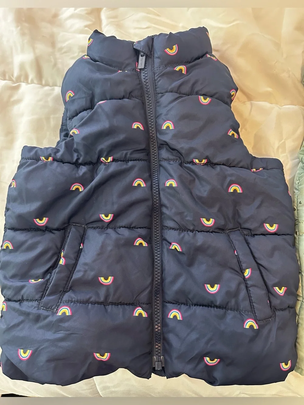Girls Rainbow Puffer Vest & Mint heart puffer Vest